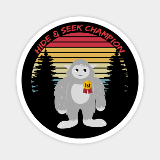 Hide & Seek Bigfoot Retro Sunset Funny Design Magnet